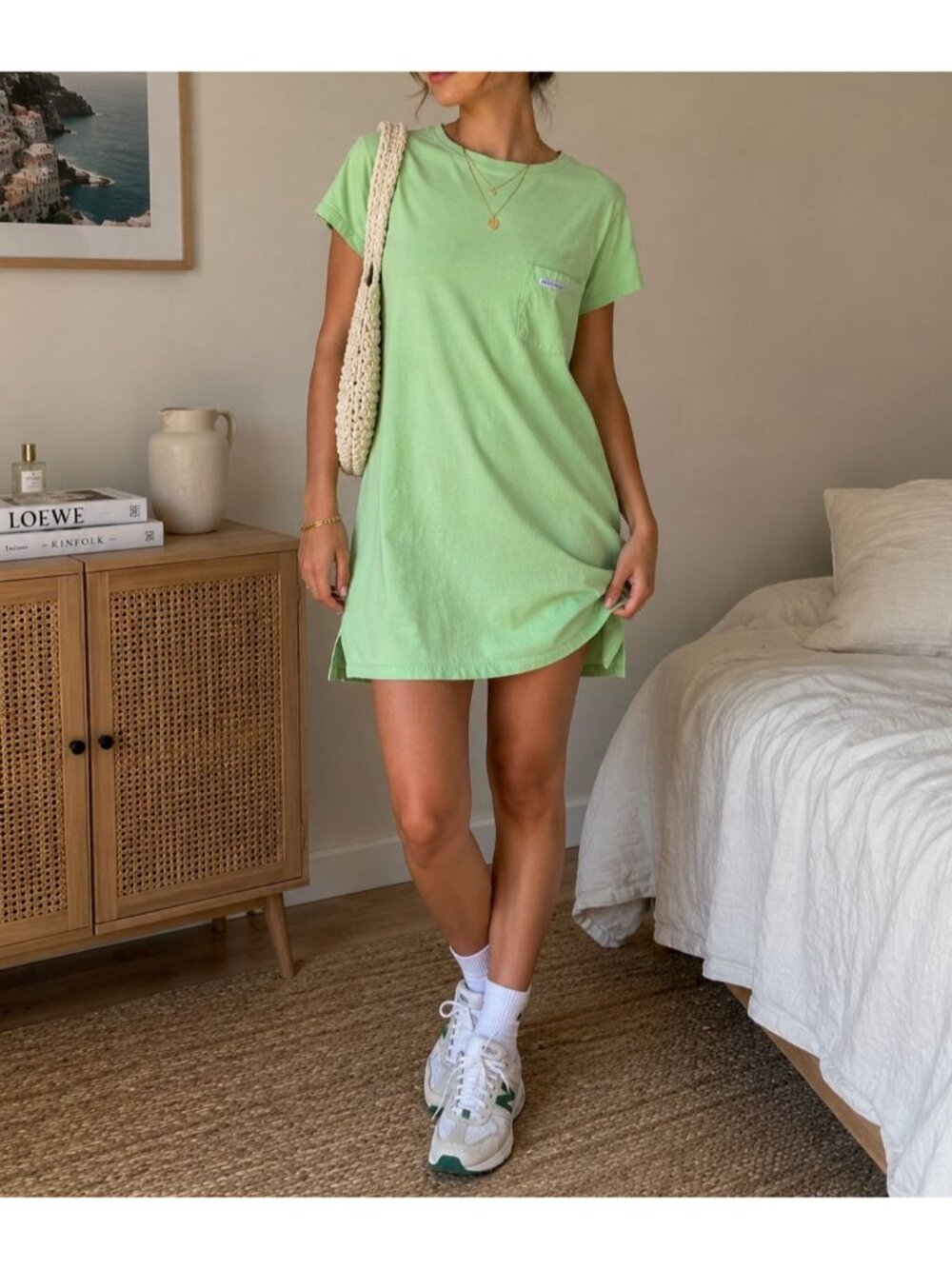 Vintage Y2K Fresh Produce Oversized Lime Green Tee Dress Coverup Coastal Casual